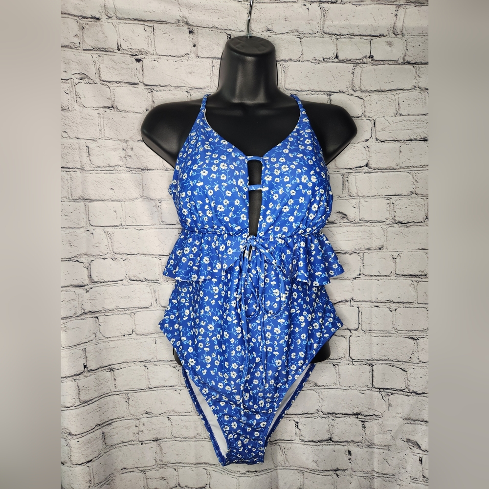 SHEIN One Piece Floral High Cut Bathing Suit 1XL‎ NWOT